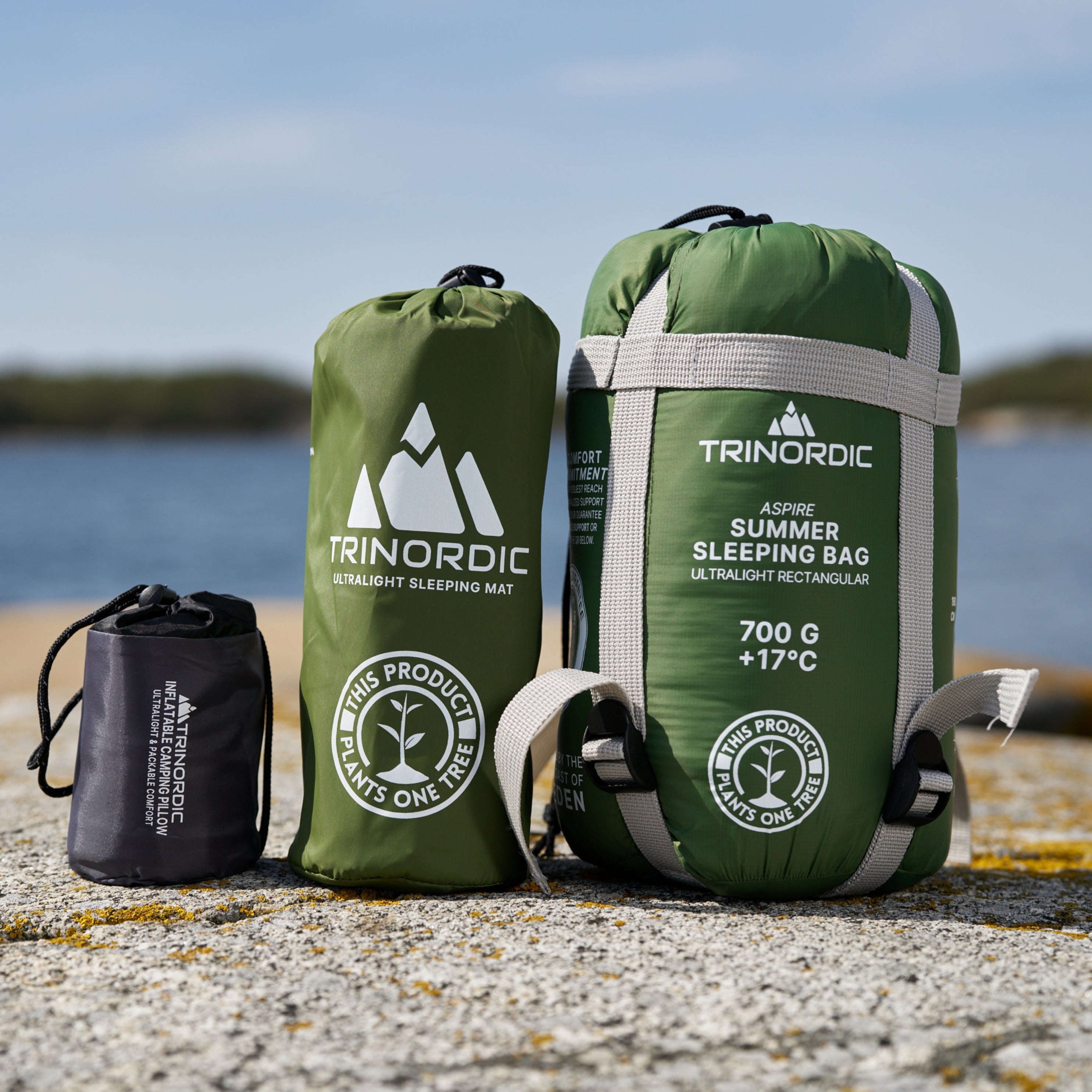 The Lightweight Summer kit- 1350g - Sleeping pad, Sleeping bag, Camping pillow - Save 15%